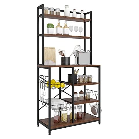 eSituro Estantería de Cocina con 2 Cestas y 6 Ganchos Cover
