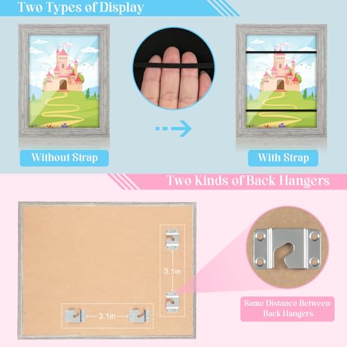 Image of [2-Pack] Kids Art Frames, 8.5x11 Front Opening Kids Artwork Frames Changeable, Grey Wood Grain Artwork Display Storage Frame for Wall, Holds 50 Pcs, for 3D Picture, Crafts, Children Drawing, Hanging