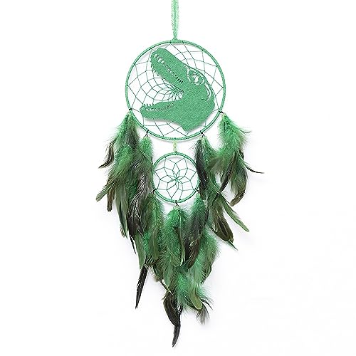 Tiardey Dinosaure Attrape-rêves Fait à la Main Plume Attrape-rêves Plumes Tenture Murale Ornement Cadeau pour Chambre