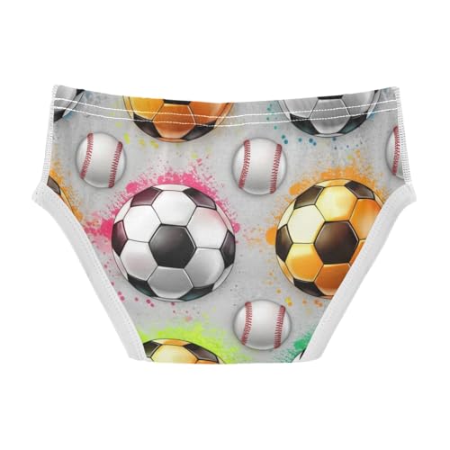 CHIFIGNO Boys' Cotton Underwear Printed Briefs Soft Underwear Briefs for Toddler Boys, Cool Soccer Balls Grey2