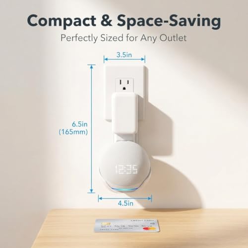 Image of ZORBES Wall Adapter Holder for Echo Dot 4th Gen /Echo Dot 5th Gen Smart Speaker. Echo Dot Accessories Built-in Plug Cable Management with Stand for Echo Dot Speakers, Smart Speaker Stand(Holder Only)
