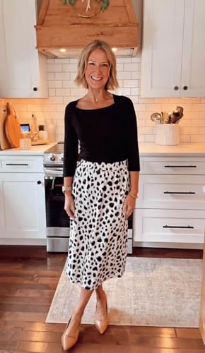 Image of Naggoo Midi Skirts for Women Summer Elastic High Waisted Basic Straight Skirt with Slit