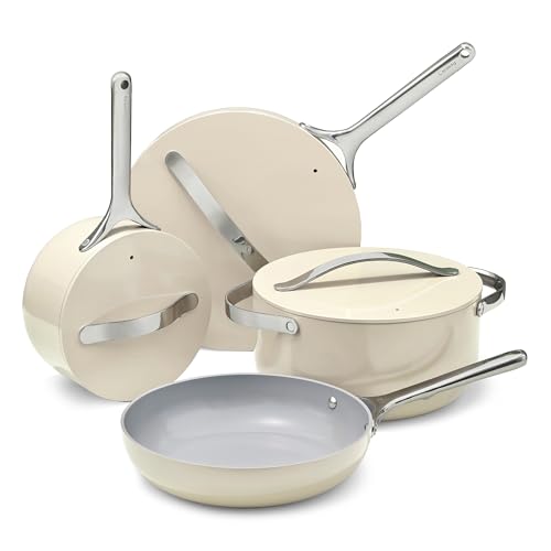 Comparison: Best Caraway Nonstick Cookware 4 Caraway Non-stick Ceramic Cookware Set (12 Piece) Pots, Pans, Lids and Kitchen Storage - PFAS & PFOA Free - Oven Safe Pan Set & Compatible with All Stovetops - Cream