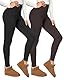 CAMPSNAIL 2er Pack Thermo Leggings Damen Im Winter, Gefüttert High Waist Thermohose Dicke Warm Fleece Leggins Blickdicht Für Sport (Schwarz/Kaffee,S-M)
