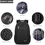 Laptop Backpack for Men Women, School Backpacks for Boys,Water Resistant Black Backpack,15.6 Inch College Bookbag Daypack
