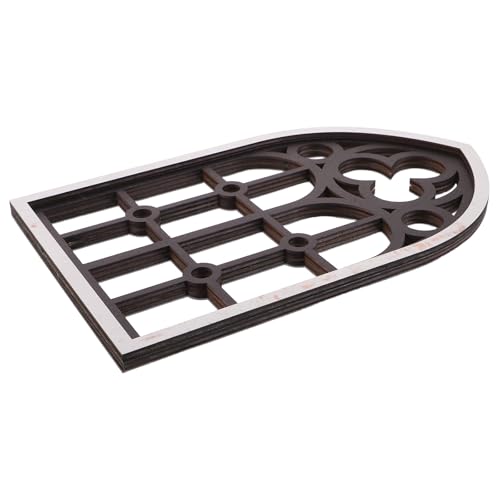 jojofuny Espejo Decorativo de Pared Estilo Gótico Marco de Madera y Acrílico Negro, Diseño Arqueado Vintage Adecuado para Sala o Dormitorio