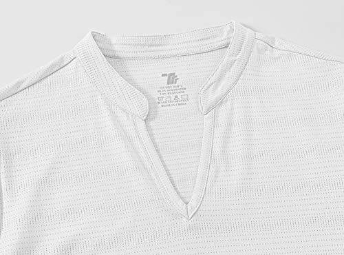 Basudam Women's Golf Polo Shirts V-Neck Short Sleeve Collarless Tennis Running T-Shirts Quick Dry White L #TOP3