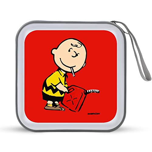 CDケース バンクシー Banksy チャーリー・ブラウン DVDケース CD/DVD収納バッグ ディスクケース CD収納ボックス 40枚収納 Blu-rayケース メディアケース 両面収納 おしゃれ 防水 大容量 小型 持ち運び便利 薄型 ファスナー付