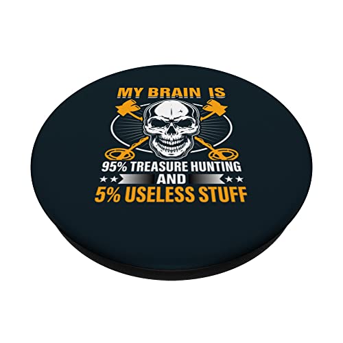 My Brain Is 95% Treasure Hunting And 5% Useless Stuff PopSockets Swappable PopGrip, Black - Image 2