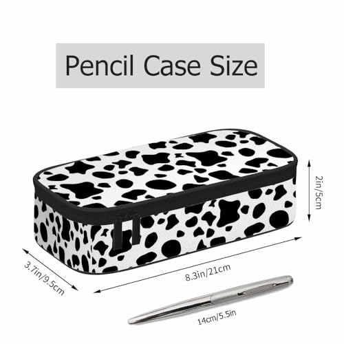 Image of Black White Cow Pencil Case Cow Spots Animal Fur Creative Arts Pencil Bag Pen Markers Pouch Holder Organizer for Boy Girl School Students