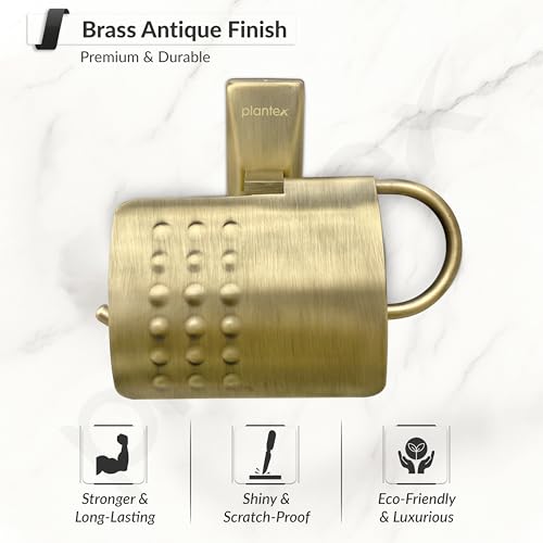 Image of Plantex Brass 304 Grade Stainless Steel Crystal Toilet Paper Holder /Tissue Paper Roll Holder for Bathroom - (Brass Antique)