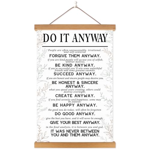 KAIRNE Do It Anyway Wall Art, Inspirational Botanical Quote Home Wall Decor