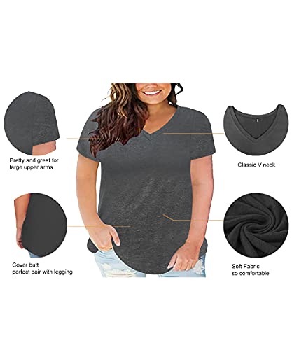 Image of RITERA Women Plus Size Tops Tie Dye V Neck Shirt Floral Camo Summer Short Sleeve Tunic Oversized Ladies Blouse XL-5XL