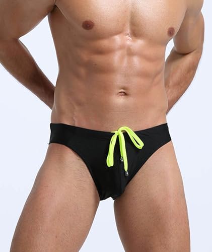 Men's Swim Briefs Adjustable Drawstring Low Rise Quick Dry Vintage Retro Solid Sport Swimsuit Sexy Bikini Swimwear2