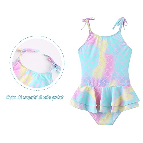 Image of Girls One Piece Swimsuits Halter Ruffled Bathing Suit for Kids Hawaiian Swimwear Leopard Swim Dress 3-16 Years