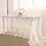B-COOL Ivory Lace Tablecloth 5 Pieces 60x120 Inch Wedding Decorations Embroidered Table Cloth Lace Overlay Tablecloth for Summer Party Solid Ivory Rectangular Table Overlay