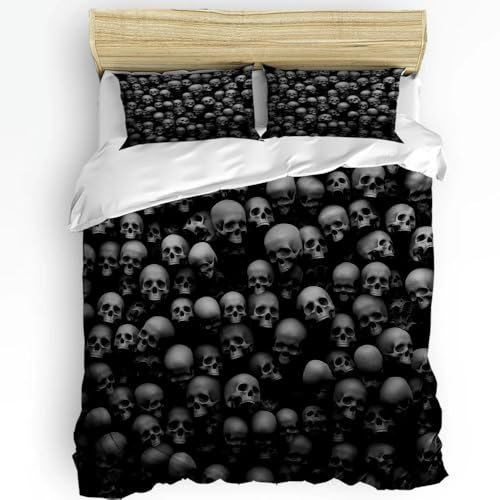 Housse de couette tête de mort et lune parure de lit 3 pièces