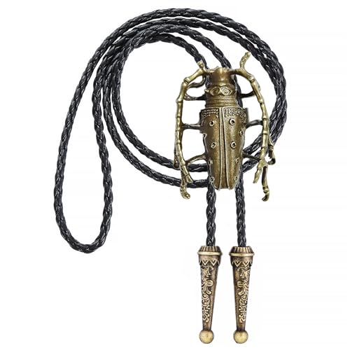 Image of GelConnie Bolo Ties for Men Women Western Cowboy Tie Mens Western Necklace Leather Necktie Gold Bolero Tie Cowboy Necklace