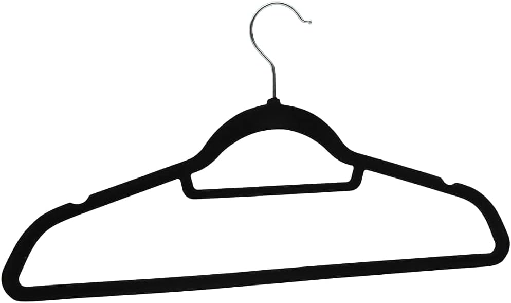 Velvet Clothes Hangers 20 Pack, Non-Slip Suit Hangers with 360-Degree Swivel Hook, Slim Space Saving Garment Hangers for Closet Organization, Black