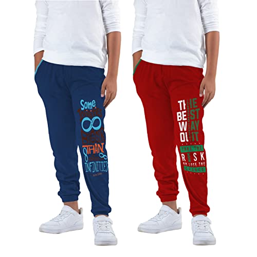Image of KYDA KIDS Boy's Regular Fit Mid Rise 100% Cotton Track Pant - (Pack of 2)