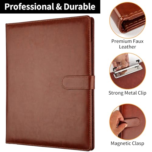 image for MOWPOG Professional Padfolio with Clipboard, Faux Leather Portfolio Fo