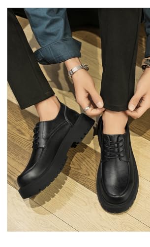 Men's Platform Casual Shoes - Soft Leather Upper, fine Texture, Anti-Slip and Durable Sole. Suitable for Formal wear and Business Attire.3