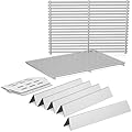 Stainless Steel 7524 Grill Grates & 7621 Flavorizer Bars, 65505 Heat Deflectors for Weber Genesis 300 Series with Front Control Knob, Replacement for Genesis E310 S310 E/S320 E/S330 Gas Grills