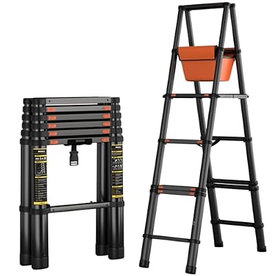 xixi-home Telescoping Ladder Aluminum Extension Ladder with Non-Slip Feet,Free to Move Telescopic Step Ladders Portable Lightweight Collapsible Ladder for Home,Work?Aluminum-6.5FT?