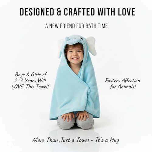 Image of Ultra-Soft Baby Hooded Towel - 100% Cotton Wrap Your Little one in Softness and Joy, Hypoallergenic & Super Absorbent Bath Wrap for Newborns & Toddlers | Cute Animal Design,(0-5Years)
