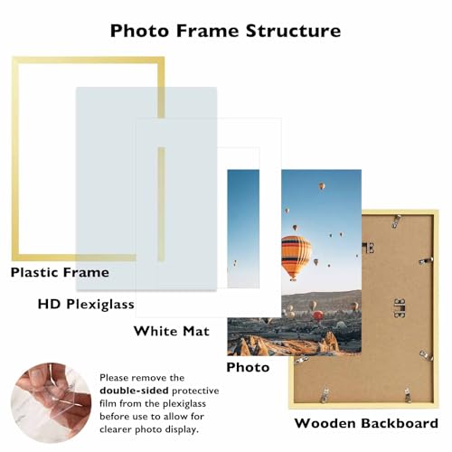 Image of JCJMY 11.7x16.5 A3 Picture Frame Gold with 8.3x11.7 A4 Mat, Display Photo 8.3x11.7 with Mat or 11.7 x 16.5 Without Mat, Wall Hanging Large Frame with Plexiglass, Gold