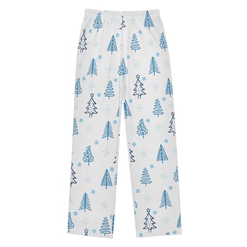 Boys' Pants Blue Christmas Tree Long Bottoms Jogger Pants Elastic Waist Trousers with Pockets S-XL