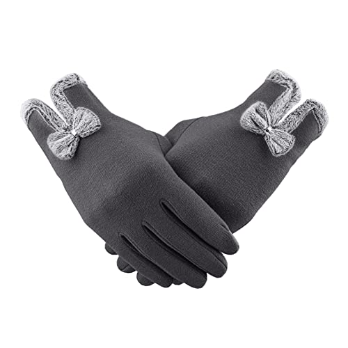 tacniseyw Guantes de invierno cálidos para pantalla táctil para mujer, forro polar, guantes suaves y cálidos para ciclismo, deportes, caminar, esquí, gris, talla única
