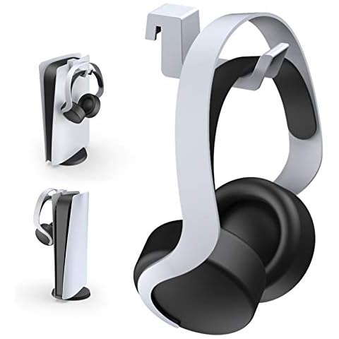NexiGo PS5 Headphone Holder, [Minimalist Design] Mini Headphone Hanger with Supporting Bar, for Sony Playstation 5 Gaming Headset, White Cover