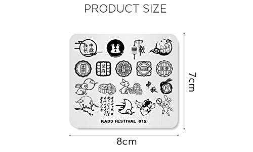 Nail Stamping Druckplatte Vorlage Image Plate Stamper traditionelle chinesische Schaber Mid-Autumn Festival Mondkuchen Thema Muster Nail Art DIY Dekoration drucken Maniküre Design – Bild 5