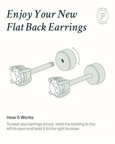 Image of PAVOI 14K Gold Plated Dainty Flat Back Earrings for Women, Piercing Studs | Hypoallergenic Stud Earrings with 925 Sterling Silver Posts, Motif Flatback Screw Back Helix Cartilage