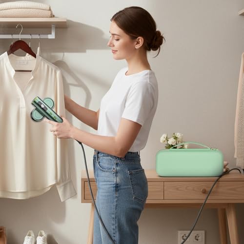 Image of Steamer Case Compatible with Jack & Rose Portable Travel Steamer for Clothes, Handheld Steamer & Iron Carrying Storage Bag Organizer with Mesh Pocket for Accessories-Box Only (Lighting Green)