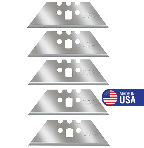 Image of ALLWAY RKB5 3-Notch Carbon Steel Utility Knife Blades, Sharp Point, 5 Pack | Easy Blade Change