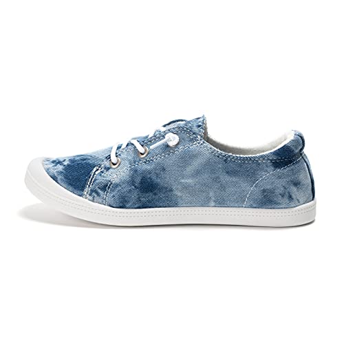 Image of FUNKYMONKEY Slip-On Canvas Sneakers for Women, Comfortable Lightweight Lace-Up Flat Casual Tennis Shoes Breathable Walking Shoes for Everyday Wear