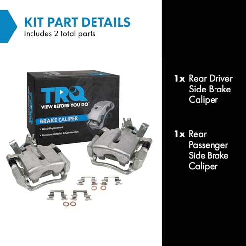 Image of TRQ Rear Brake Caliper Set Compatible with 2005-2008 Chevrolet Cobalt 2008-2010 HHR 2004-2012 Malibu 2007-2009 Pontiac G5 2005-2010 G6 Saturn Aura 2004-2007 Ion