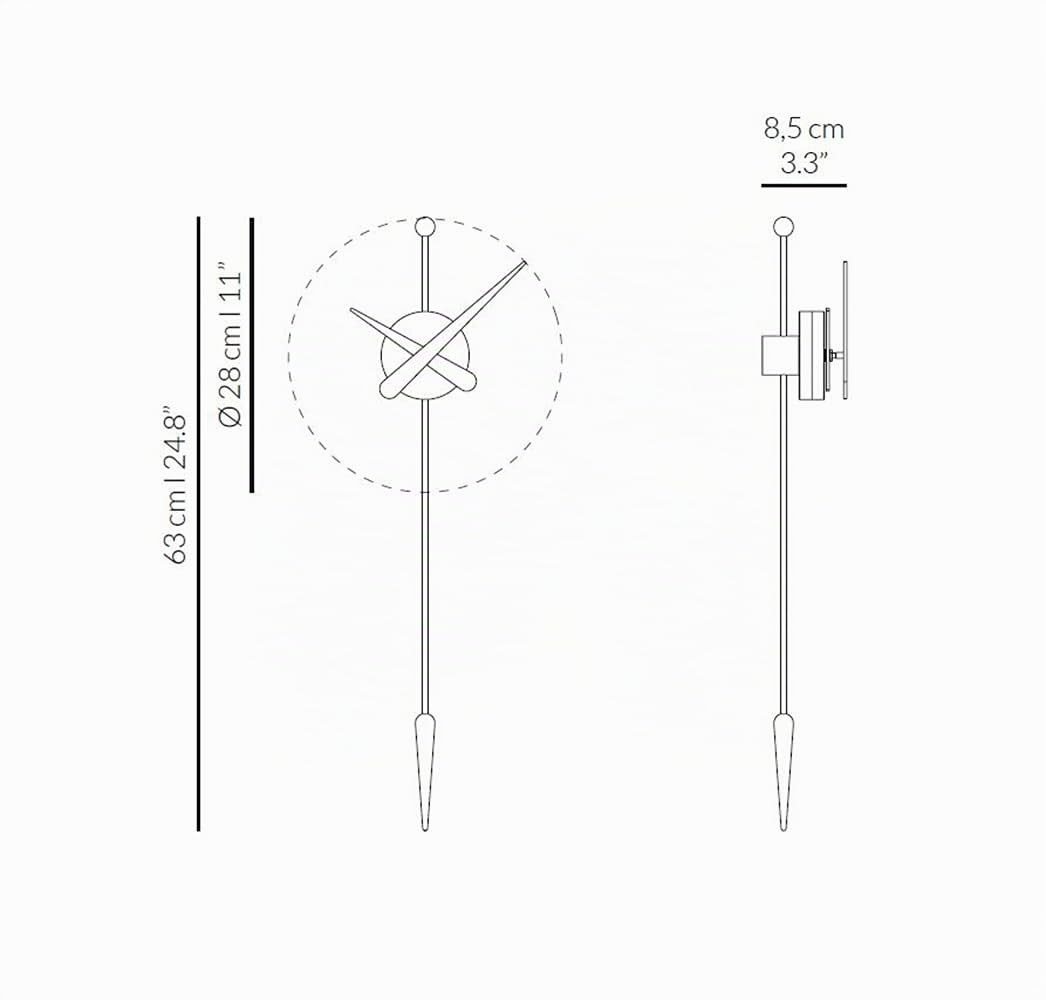 Reloj de Pared de diseño, ø28 x 63 cm Largo, Punta Nomon