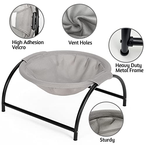 Fhiny Cat Hammock Bed, Removable & Washable Elevated Pet Hanging Nest Free-Standing Breathable Cooling Cot Sofa With Heavy Duty Iron Frames For Indoor Cats Kitten Puppy Sleeping #TOP1