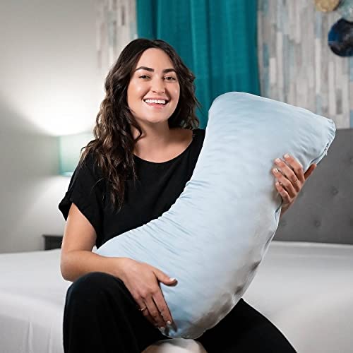 Image of Honeydew Queen Side Pillow Case - Fits The Scrumptious and Essence Curved Pillows for Side Sleeping - Comfortable and Soft Cooling Viscose Made from Bamboo Fabric - Queen Size (Coastal Blue)