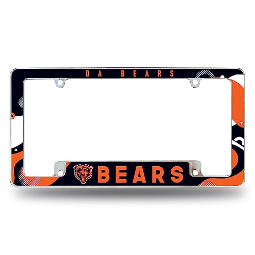 Rico Industries NFL Football Chicago Bears Wave 12 x 6 Chrome All Over Automotive License Plate Frame for Car/Truck/SUV