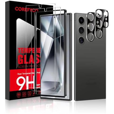 Corefyco Direct [2+2 Pack] Galaxy S24 Ultra 5G Screen Protector Tempered Glass [Ultrasonic Fingerprint Unlock] [9H Hardness Anti-Fingerprint] for Samsung Galaxy S24 Ultra HD Tempered Glass Cover