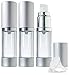 Airless Pump Bottle Refillable Travel Container - 0.5 fl oz (3 Pack) + Travel Bag and Funnel