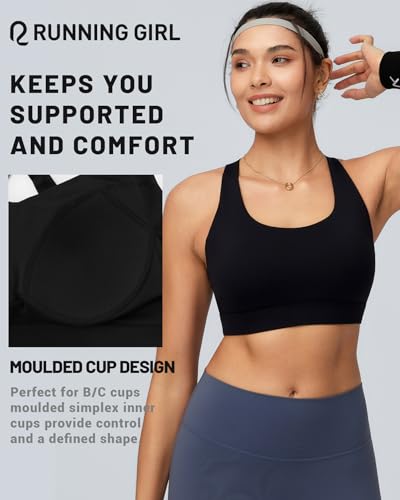 Image of RUNNING GIRL Sports Bra for Women High Support, Molded Cup High Impact Sports Bras with Sewn in Pads Workout Running Bra