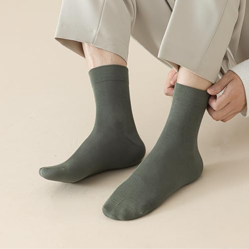 6 Pairs Silk Crew Socks for Mens, Soft Autumn Winter Socks Casual Mens Trouser Socks Size 7-112