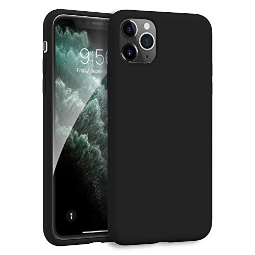 MXX iPhone 11 Pro Max Case, Soft Liquid Silicone Gel Bumper Cover Anti-Scratch Microfiber Lining Hard Shell Drop Shockproof Full-Body Protective Compatible with iPhone 11 Pro Max 6.5 inch (Black)
