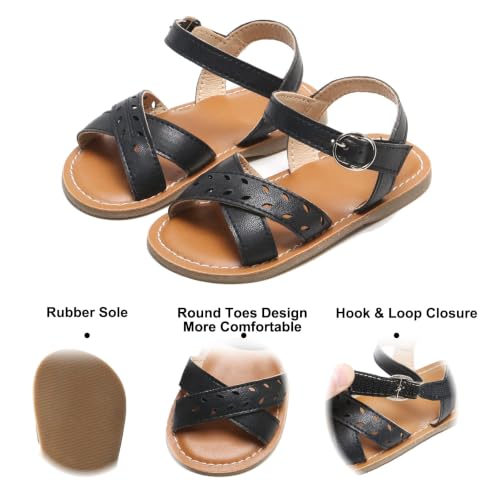Image of Felix & Flora Toddler Girl Sandals - Little Girl Easter Dress Shoes Lightweight Open Toe Beach Holiday Flats