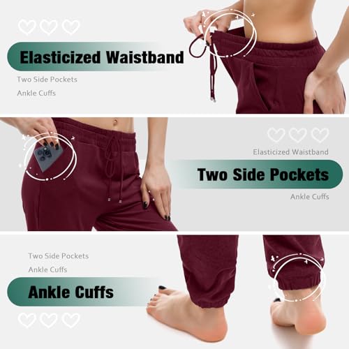 Image of Walifrey Womens Joggers with Pockets, Drawstring Sweatpants Women for Lounging Jogging Workout and Gym